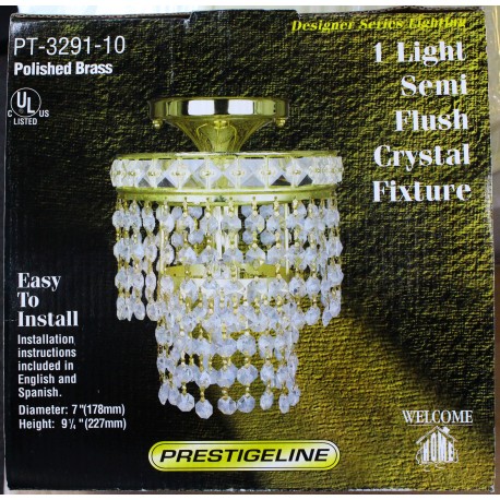 1 Light Semi Flush Crystal Fixture