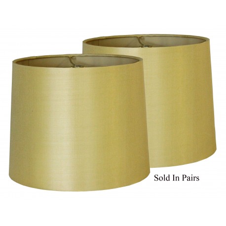Hard Back Tan Silk Lamp Shades - Prices are for Pairs