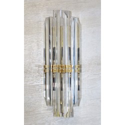 Wall Sconce Fluted Murano Glass with Brass Finish 14" H.