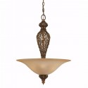 Antiqued Gold Pendant Light Hanging Jewel Amber Bowl Chandelier Triarch 39642-20