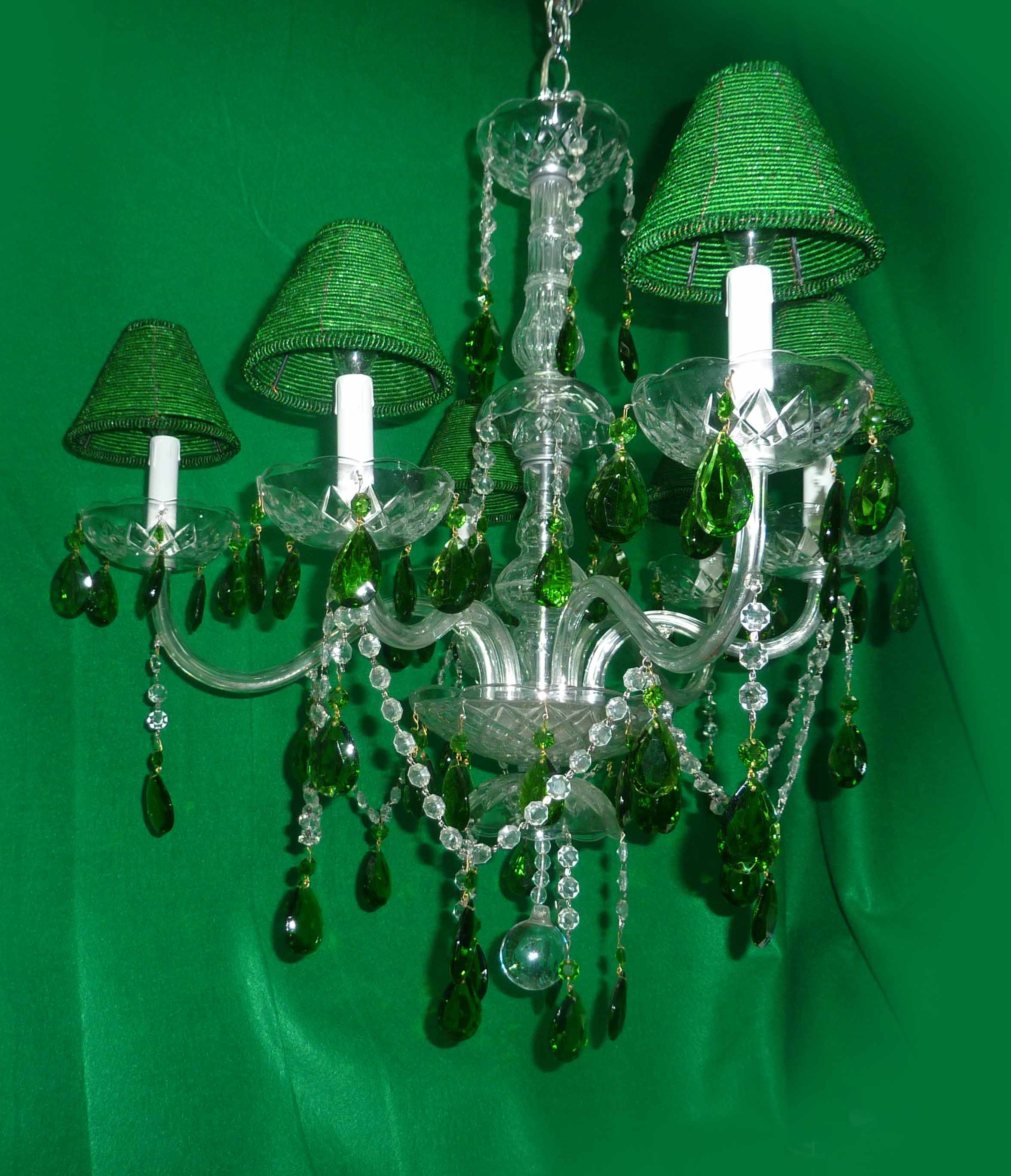 green crystal chandeliers