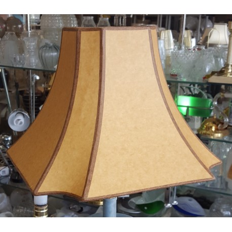 Beige Paper with Brown trim Hard Back Lamp Shade -(5"x5") x (13" x 13") x 9 1/2"
