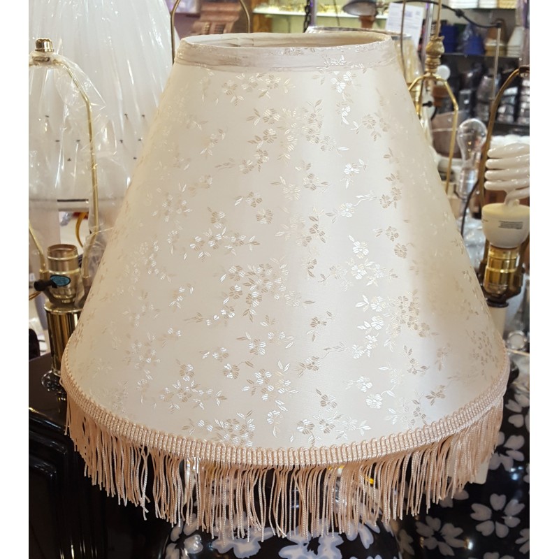 Flower Print On Lamp Shade With Fringe, 15 Lamp Shade