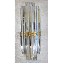 Wall Sconce Fluted Murano Glass with Brass Finish 17 1/2" H