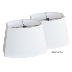 Scored Chipped Oval Shade White Linen - (8" x 10 3/4") x (9 3/4" x 13") x 8 1/2" Pair