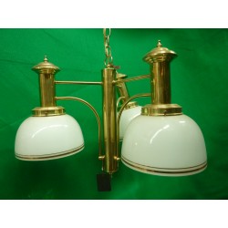 Brass chandelier white glass